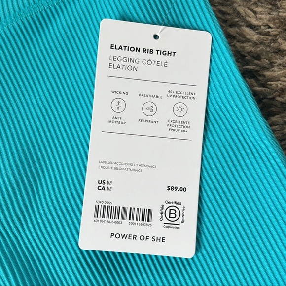 NWT Athleta Elation Rib Tight Bora Bora Rib Blue M - Picture 4 of 4